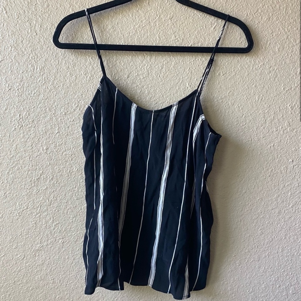 L’acedemie black white striped spaghetti strap tank top size small